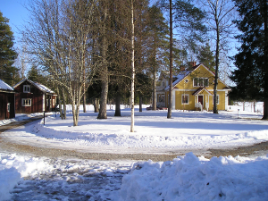 View of the house from the barn entrance